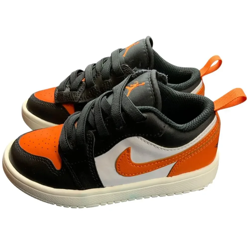 Nike Air Jordan 1 Low Alt TD Black Orange Toddler Shoes 11C DR9748-081 EUC